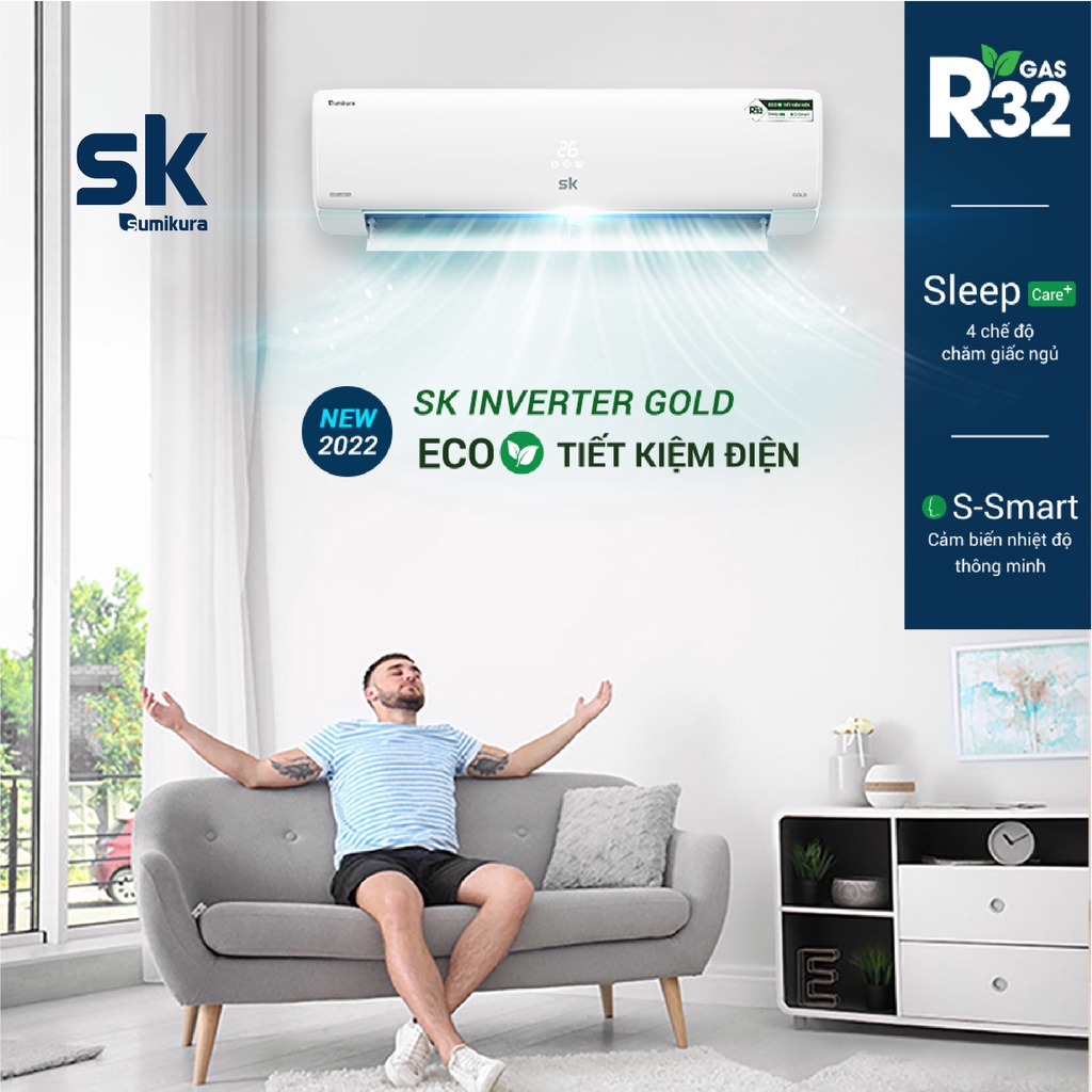 [Mã ELHA10 giảm 6% đơn 5TR] Máy Lạnh Inverter R32 1 Ngựa SK Sumikura APS/APO-092.GOLD