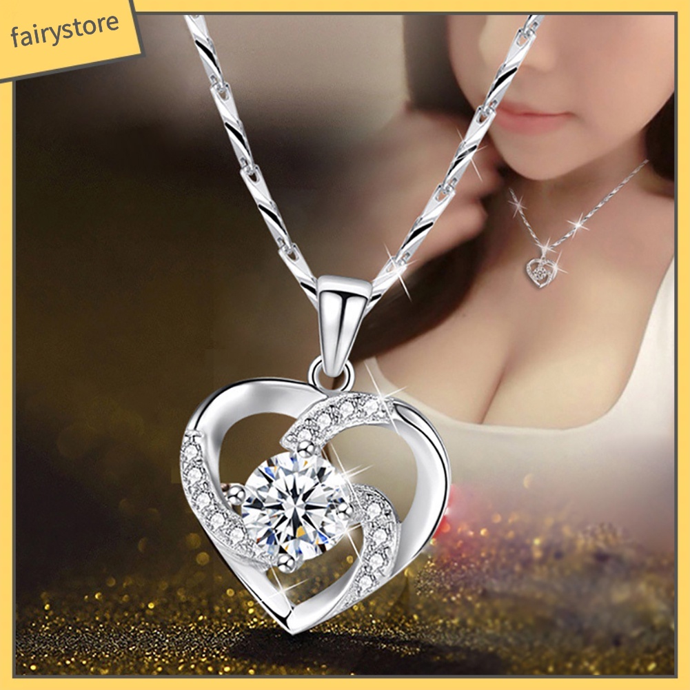 Mặt dây chuyền hình trái tim đính đá kiểu dáng thời trang cho nữ