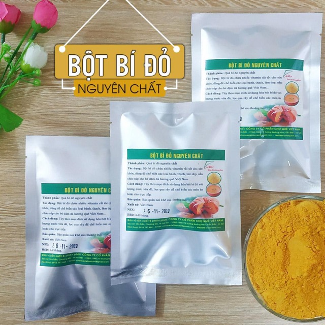 Bột bí đỏ nguyên chất chợ quê 50g