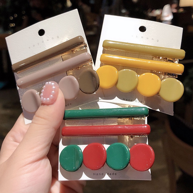Kẹp Tóc Hình Hạt Đậu Tròn Nhiều Màu Sắc Đơn Giản Thời Trang 2022 Cho Nữ