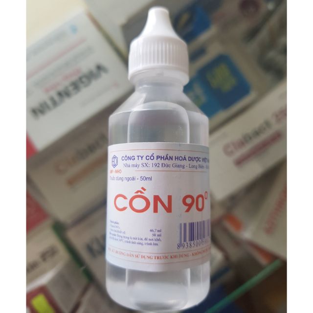 Cồn y tế Ethanol 70 độ, 90 độ chai 50ml - Công ty cổ phần Hóa Dược