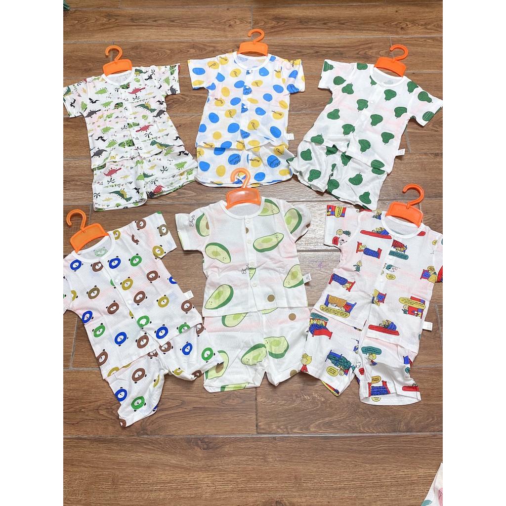 Bộ Cộc Tay Thông Hơi 6-16kg, Cotton Thông Hơi Hàng Quảng Châu Loại 1 Size 73-110(1-4 tuổi)