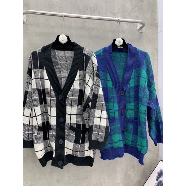 [NEW]ÁO KHOÁC LEN CADIGAN KẺ CARO TO 0109 hàng Quảng Châu
