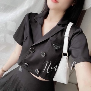 Set vest cúc crop top kèm chân váy