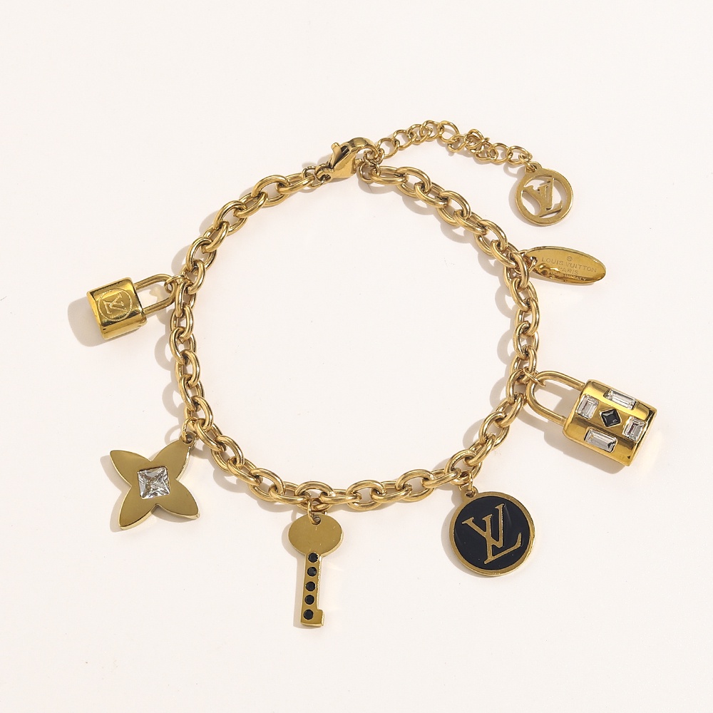 Vòng Tay Louis Vuitton Bằng Thép Titan Họa Tiết LV Monogram