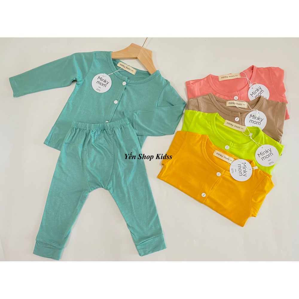 Sale !!! Bộ Dài Cúc Giữa Minky Mom Quần Đáp Đũng Chất Thun Lạnh Cho Bé_Super Sale ( 6-16kg) (1127 )