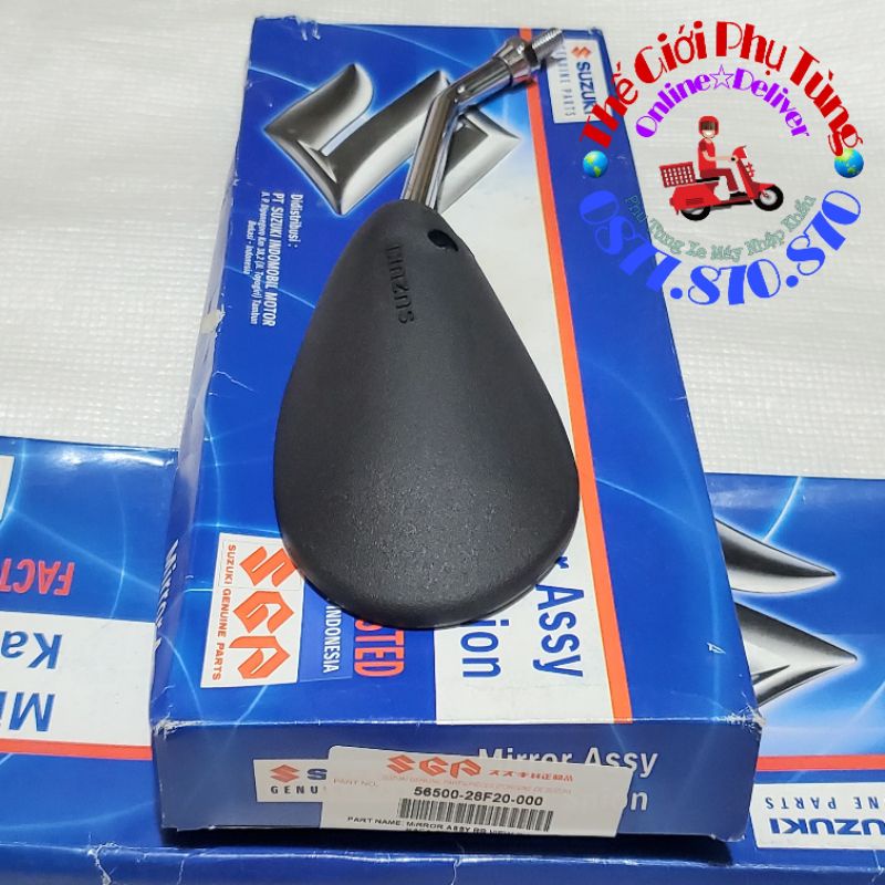 Kính hậu - kiếng hậu giọt lệ gọng xi Raider Fi, Satria Fi zin Suzuki Indonesia - 56600-28F20-000/ 56500-28F20-000