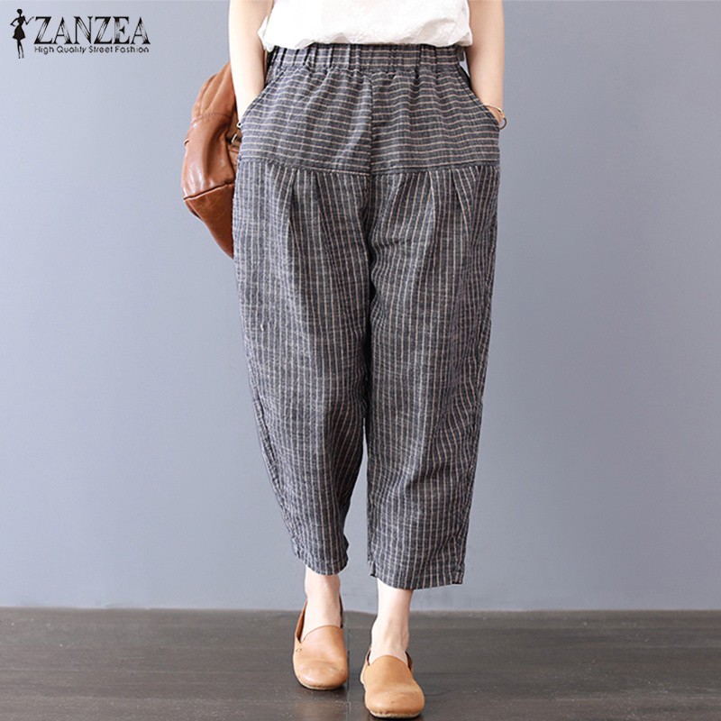 Quần nữ ống rộng kẻ sọc thời trang | BigBuy360 - bigbuy360.vn