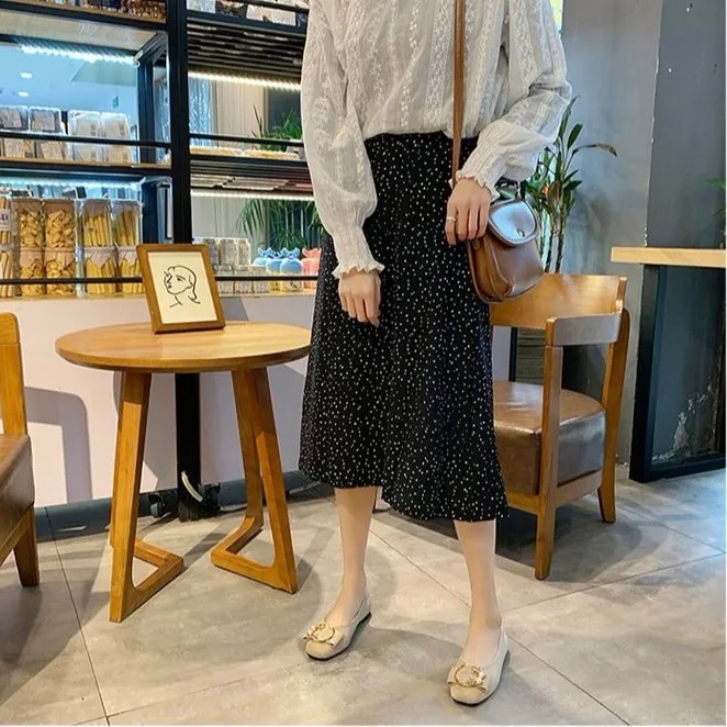 Giày bệt mũi vuông đính ngọc trai trang mới cho nữ