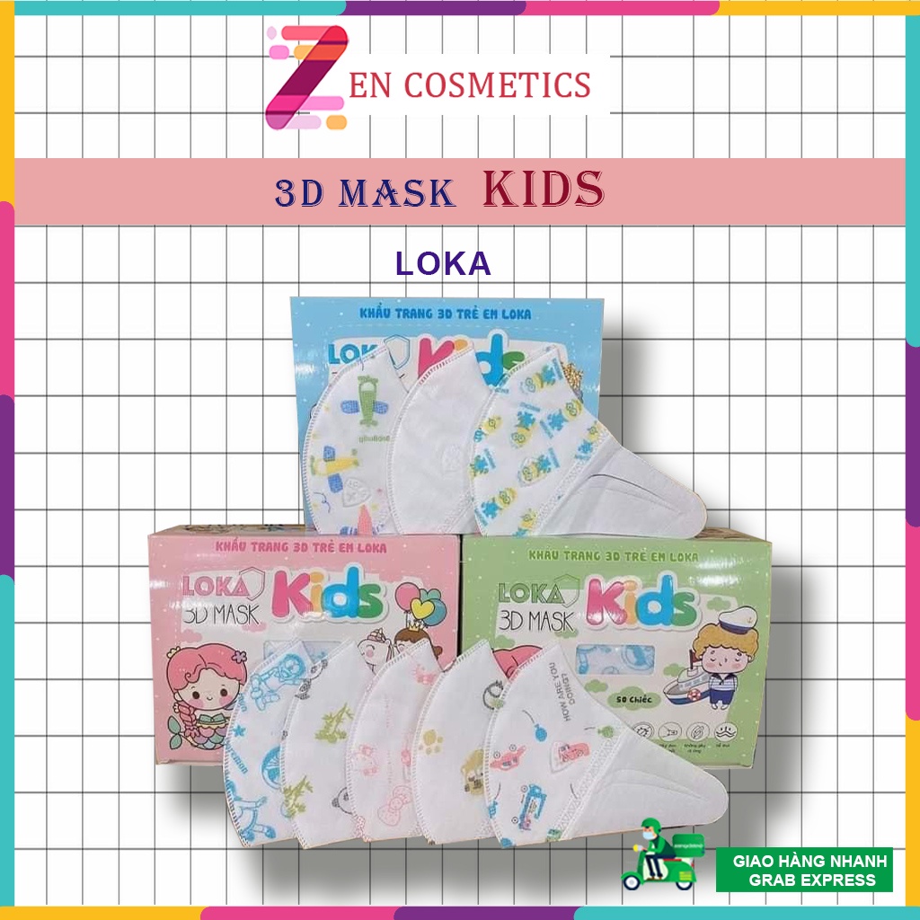 Khẩu Trang Trẻ Em 3D Mask Kids, Khẩu Trang Lọc Bụi Mịn, Hộp 50 Chiếc