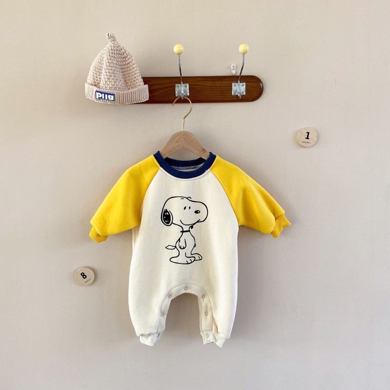 Body dài tay cho bé, nỉ bông ấm in hình họa tiết cute cho bé 4-11kg