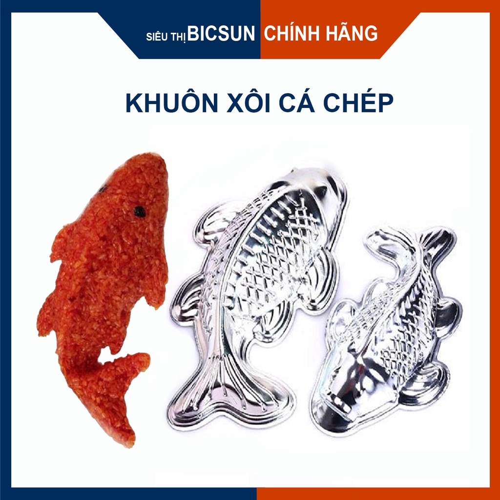 Khuôn nhôm cá chép đóng xôi, thạch rau câu, bánh trung thu - nhôm cao cấp, hoạ tiết sắc nét siêu thị Bicsun[khuonxoi]