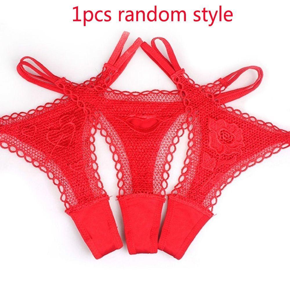 Quần Lót Lọt Khe Phối Ren Hoa Hồng WMES15H Làm Quà Valentines Cho Nữ
