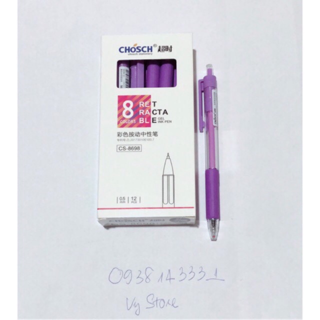 Bút nước bấm Chosch 8698 (1 hộp 12 cây)