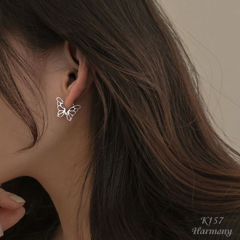 Bông khuyên tai nữ bạc 925 mặt hồ điệp cánh bướm độc đáo, cá tính Buterfly | HARMONY ACCESSORIES K157