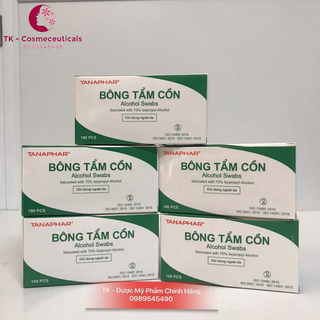 Bông tẩm cồn tanaphar tiệt trùng sát khuẩn - hộp 100 miếng