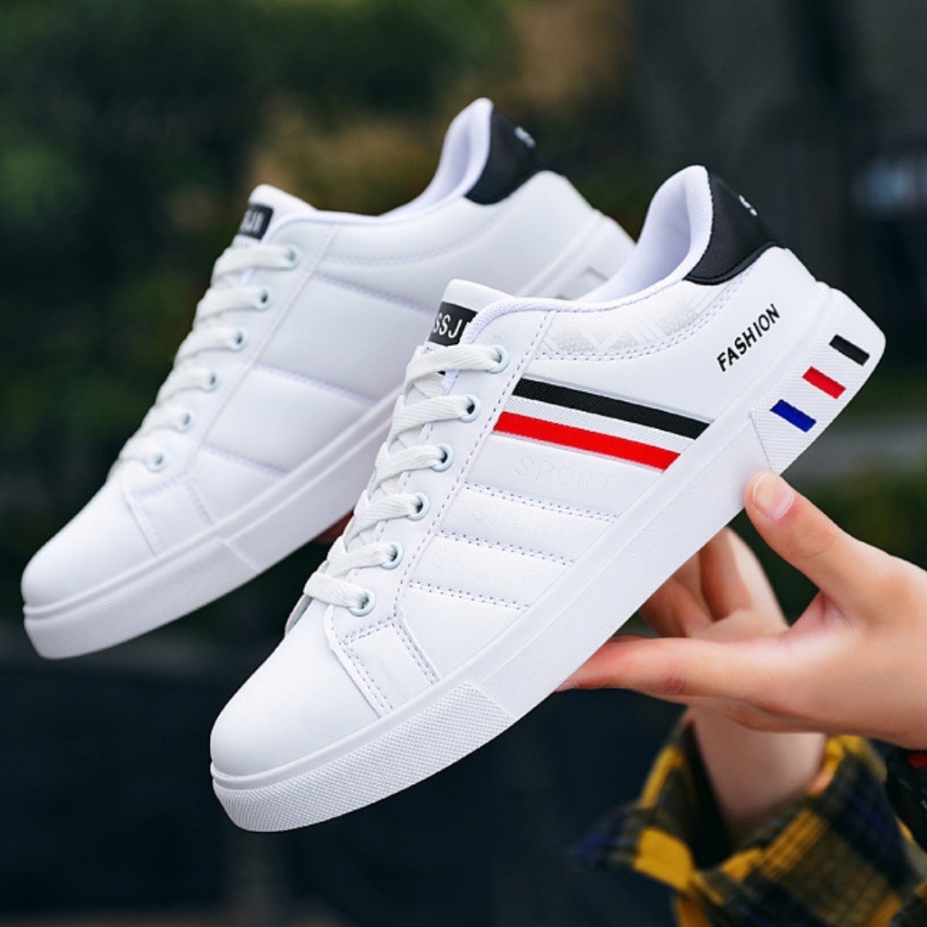 Giầy Sneaker Giầy Thể Thao Nam Da G07 Đế Mềm Chống Trơn Trượt Thoáng Khí Khử Mùi Phong Cách Hàn Quốc