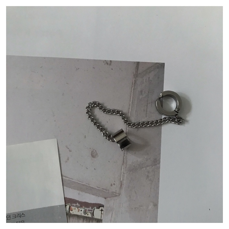 Khuyên tai kẹp vành phối chuỗi xích phong cách Hàn Quốc cá tính thời trang dành cho nam và nữ