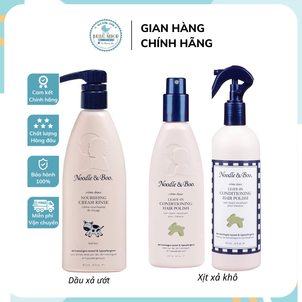 Dầu xả, xịt xả dưỡng tóc Noodle and Boo 237/473ml cho bé