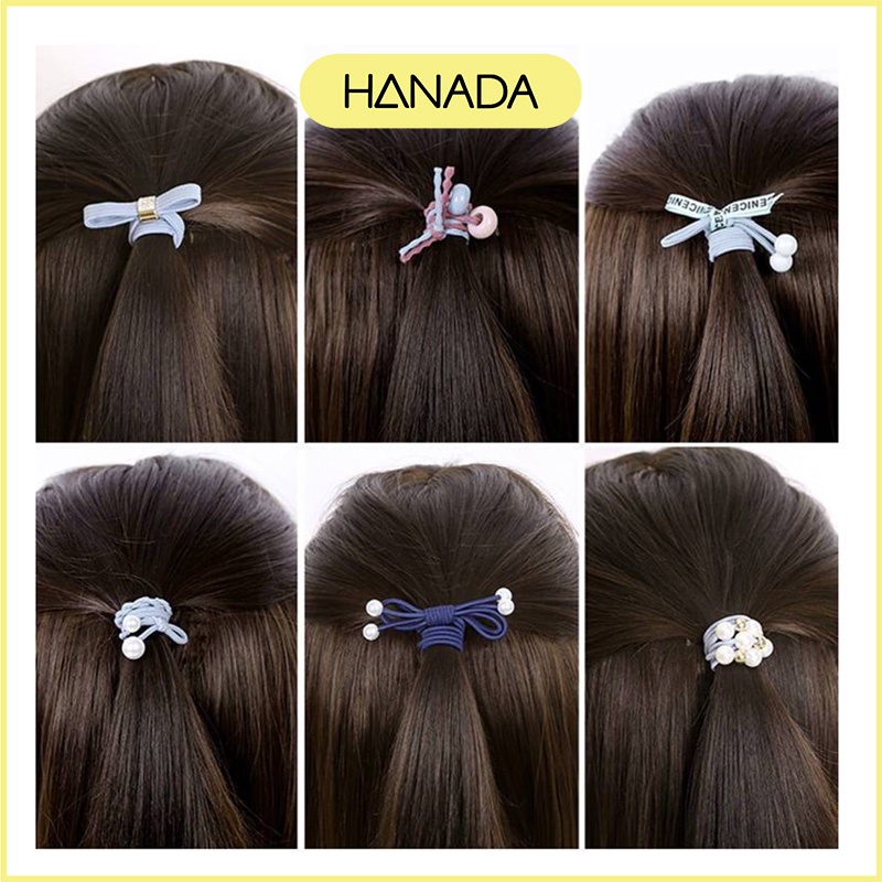 Hộp 12 Dây Cột Tóc Đủ Loại Co Dãn Cột Không Đau Có Kèm Hộp Hanada K15-T016