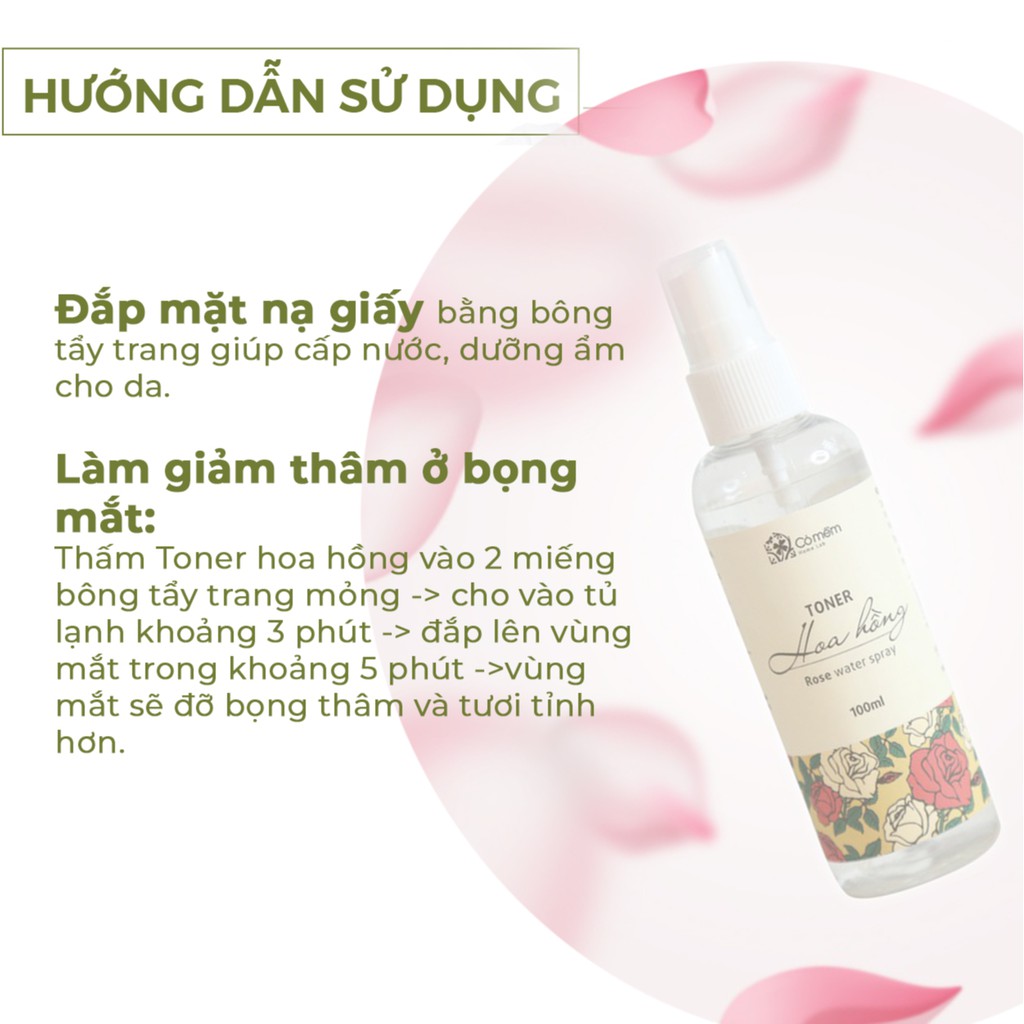 Toner Thiên Nhiên Hoa Hồng Giúp Cấp Ẩm Kiềm Dầu Cỏ Mềm 100ml