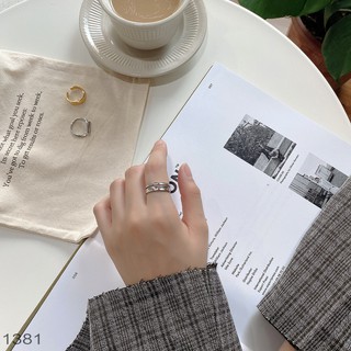 Nhẫn Bạc Nữ Eleanor Hình Học Viền Kép Dày Basic, Thời Trang