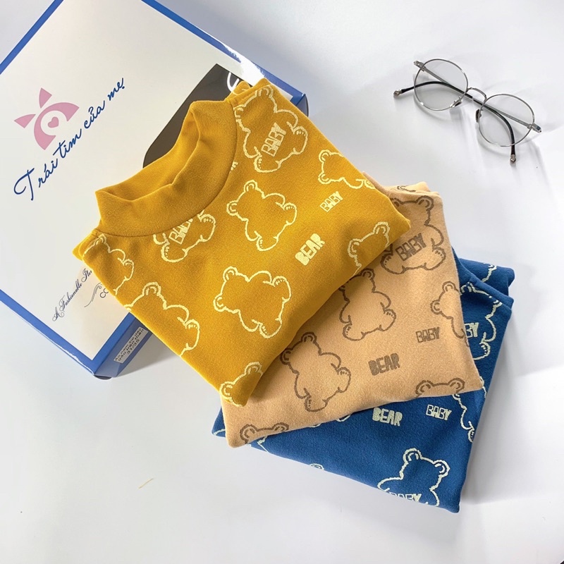 Áo giữ nhiệt cổ cao cho bé 3-8 tuổi chất cotton nỉ mềm ấm hàng có sẵn kèm ảnh và video