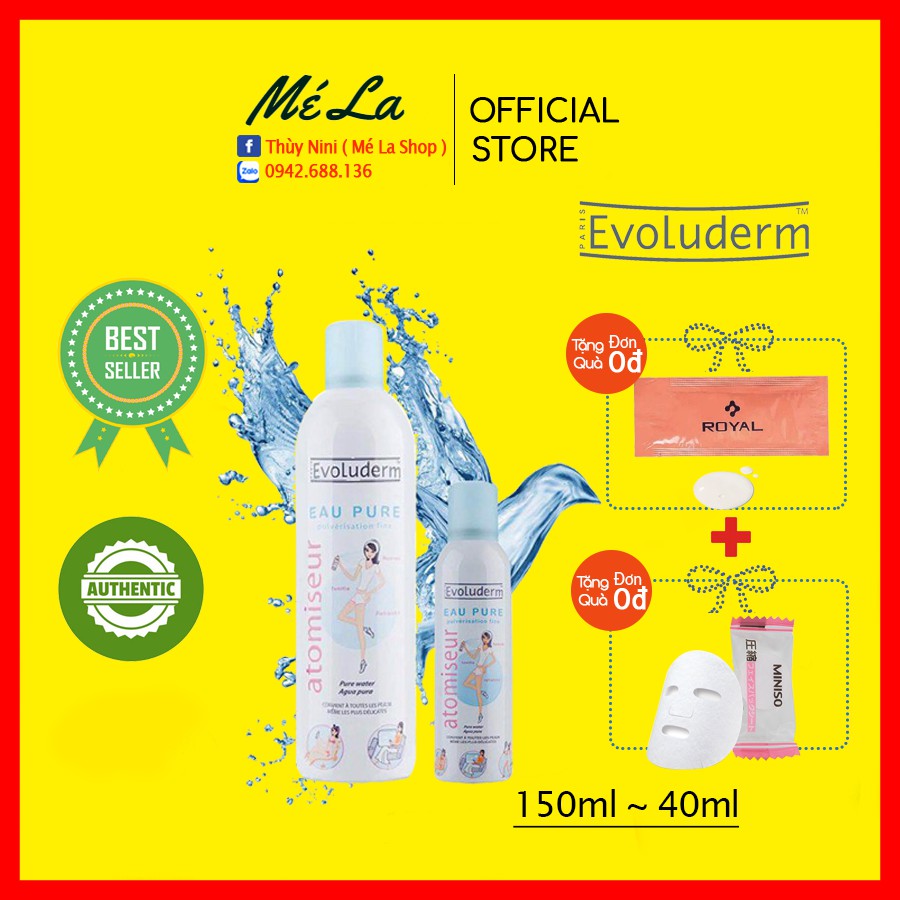 ✅[CHÍNH HÃNG] Xịt Khoáng Cấp Ẩm Làm Dịu Da Evoluderm Atomiseur Eau Pure