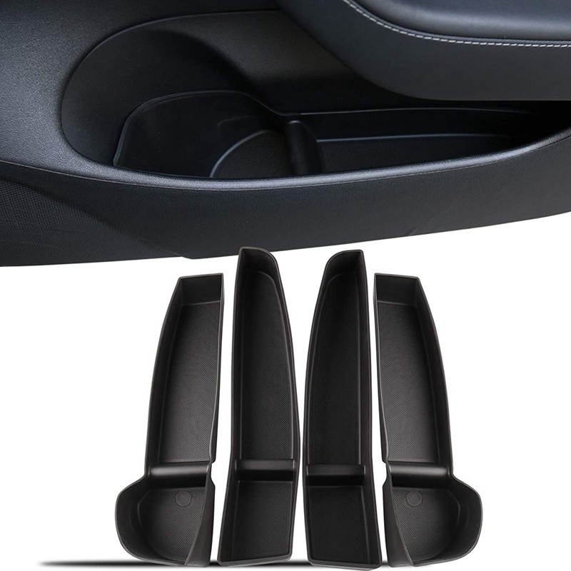 for 2016-2021 Tesla el 3 Door Side Storage Box Door Handle Armrest Tray Organizer Accessories, 4PCS