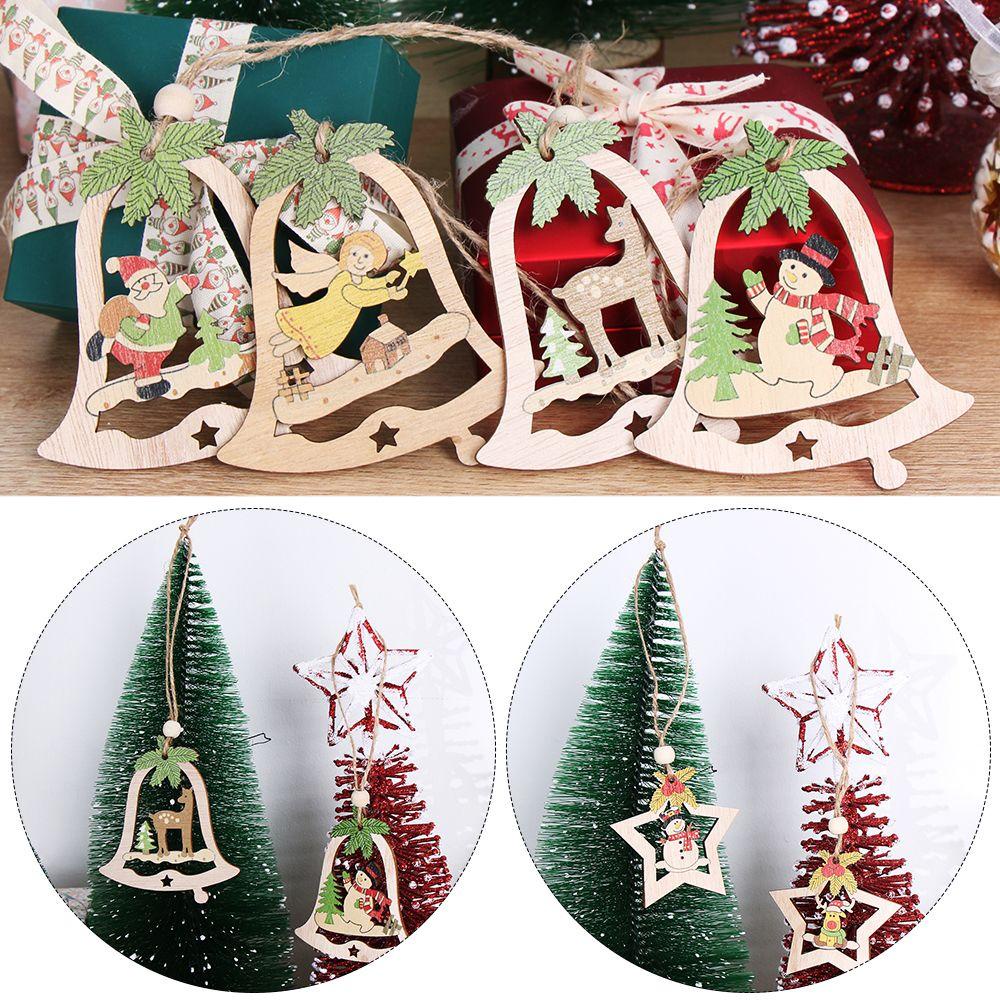 Set 4 / 5 Phụ Kiện Treo Trang Trí Giáng Sinh Năm Mới Bằng Gỗ