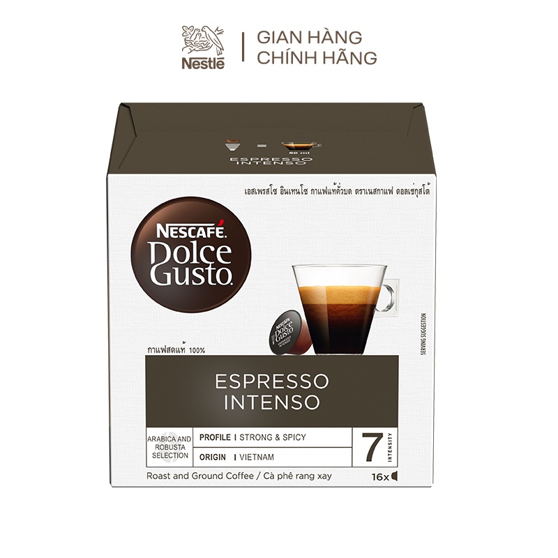 Cà phê đen rang xay Nescafé Dolce Gusto – Espresso Intenso hộp 96g (16 viên nén)