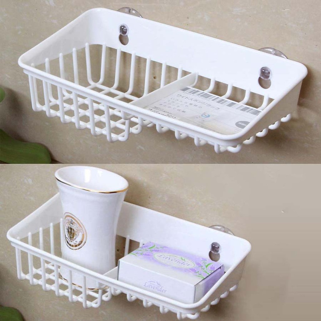Giá để giẻ rửa bát 2 ngăn dạng lưới màu trắng Inomata NỘI ĐỊA NHẬT BẢN