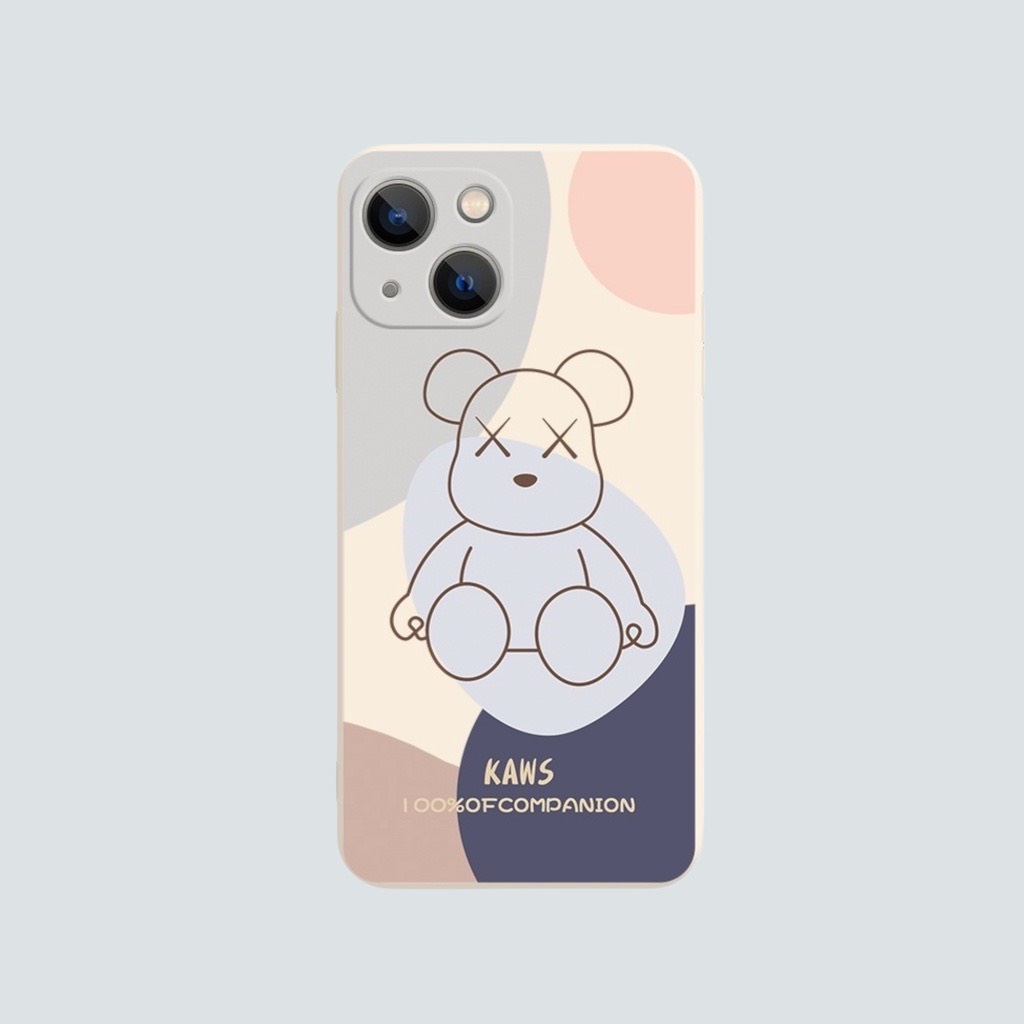 Ốp lưng iphone hình gấu kaws may mắn dẻo cạnh vuông bảo vệ camera  7plus/8plus/x/xs/xsmax/11/12/13/pro/promax