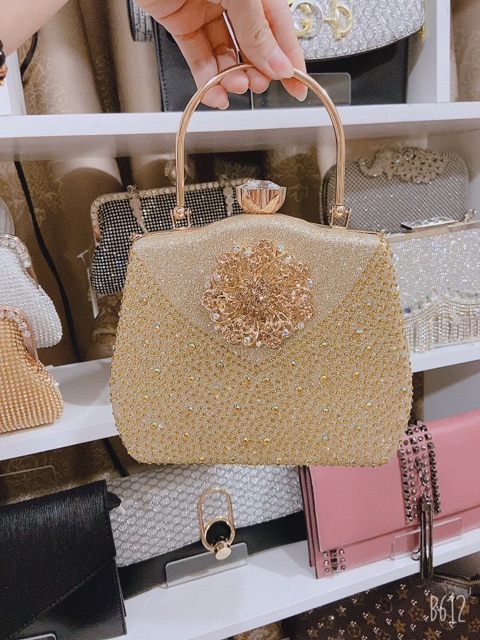 Ví đi tiệc sequin đá cao cấp