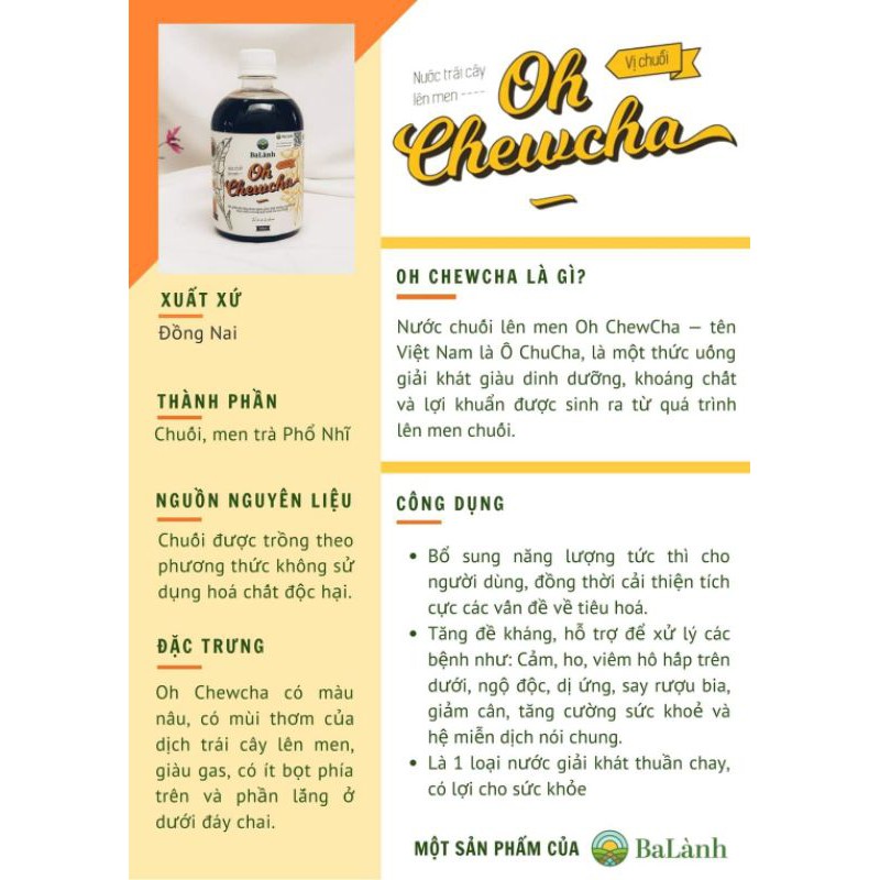 OH CHEW CHA [CHAI NHỰA 500ML]