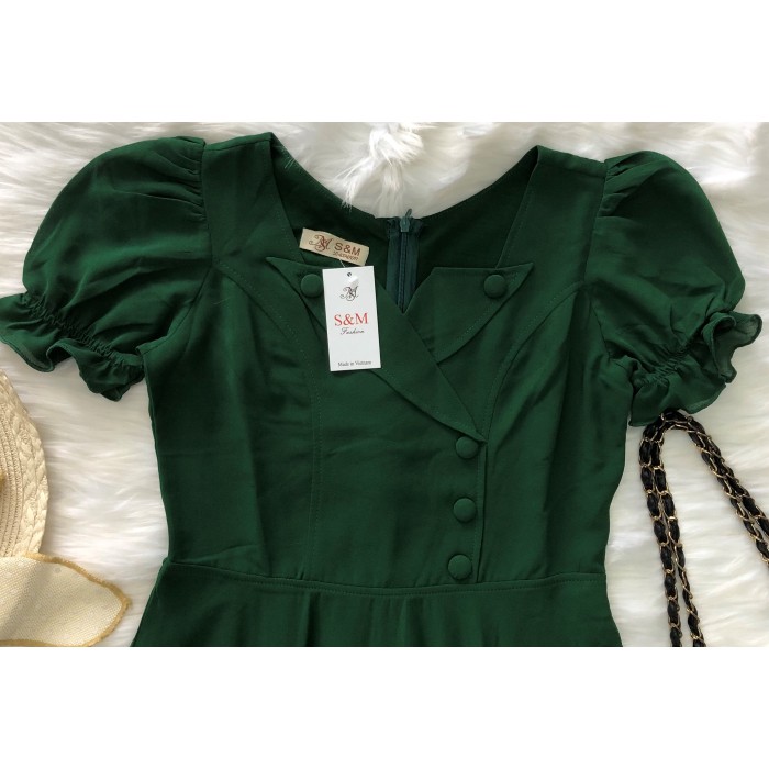 Đầm Xòe Voan Chiffon S&M Cổ Bẻ Đính Nút Tôn Dáng, Xinh Đẹp, Giá Rẻ GR156_ Có Bigsize, Hình Thật Do Shop Tự Chụp