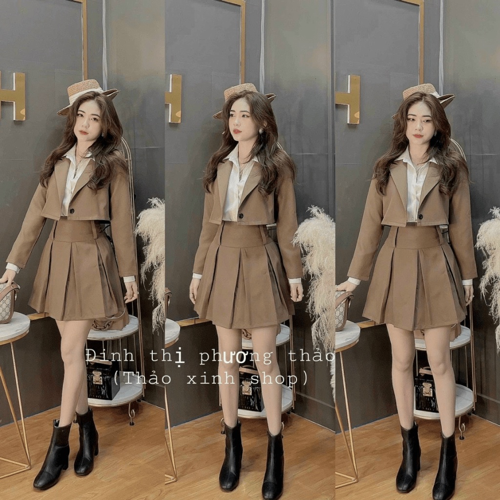 SÉT VEST 2 MÓN CHÂN VÁY XẾP LY DÁNG LỬNG TRẺ TRUNG NĂNG ĐỘNG TT (KHÔNG KÈM ÁO SƠ MI) HHP