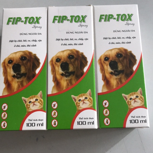 FIP- Tox spray chai 100ml diệt ve rận, bọ chét, trứng rận chó mèo