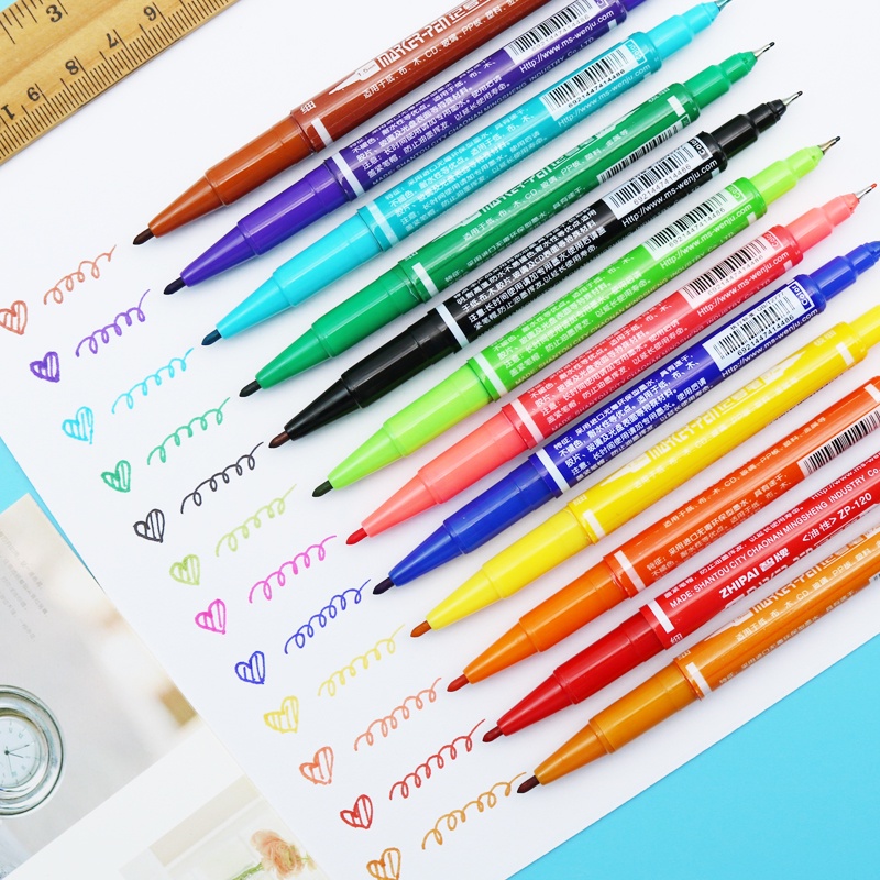 Bút lông dầu - Bút dạ kính viết đĩa CD Mo120 cao cấp màu 12 màu-2 đầu - không xóa được dùng cho văn phòng Trường học