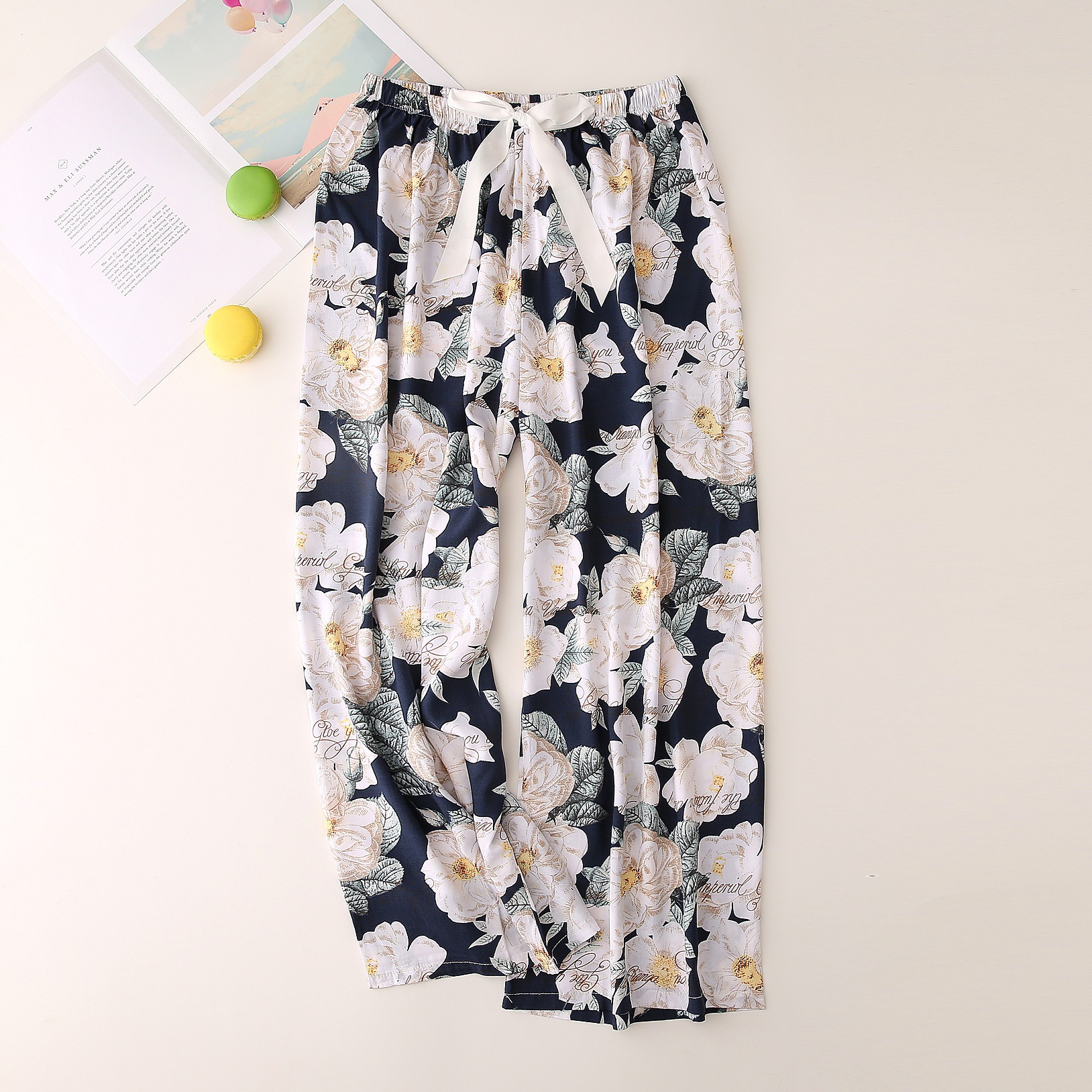 Quần Ngủ Cotton Lụa Mỏng Ống Rộng Lưng Cao Thời Trang Mùa Hè Hàng Mới Dành Cho Nữ | BigBuy360 - bigbuy360.vn