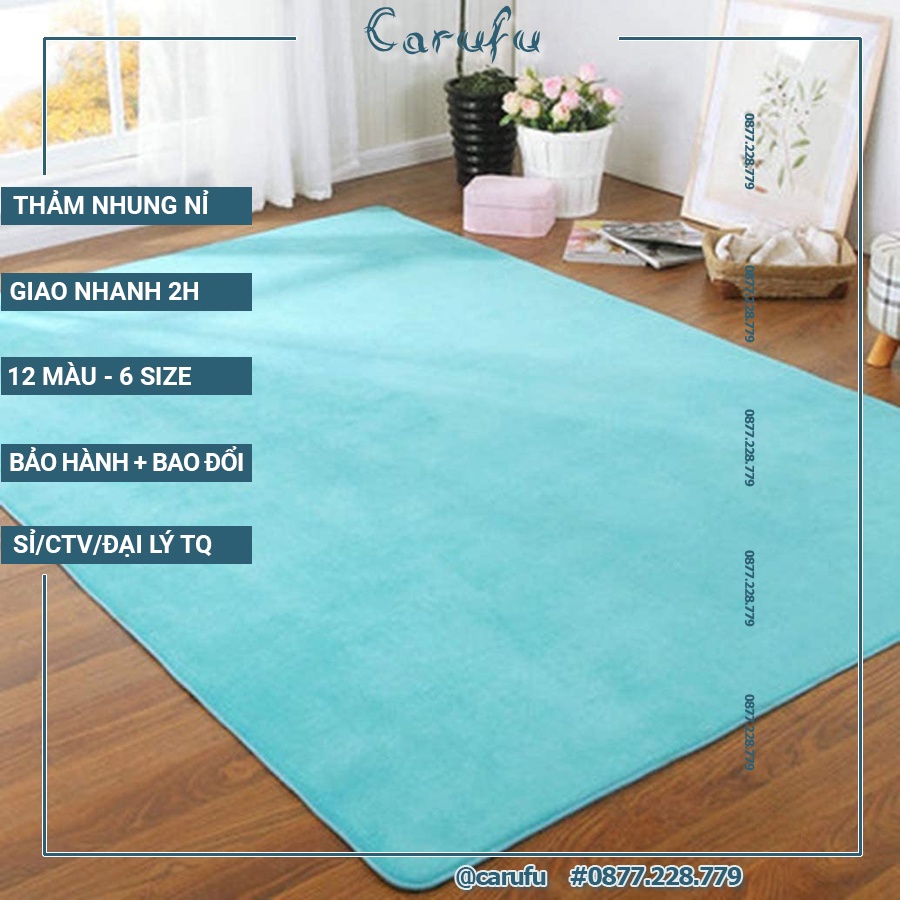 Thảm trải sàn phòng khách 200x160cm màu Xanh Biển NHUNG nỉ cao cấp