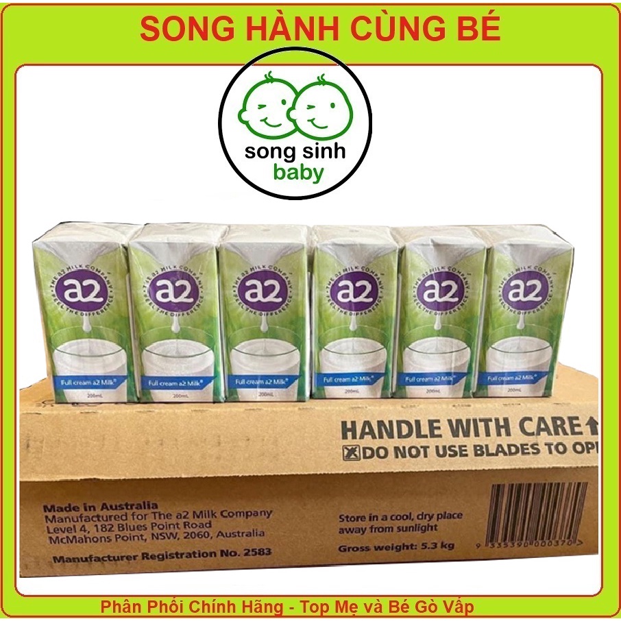 Thùng 24 Hộp ] Sữa Tươi A2 Nguyên Kem 200ml - Sữa Tươi Nhập Úc