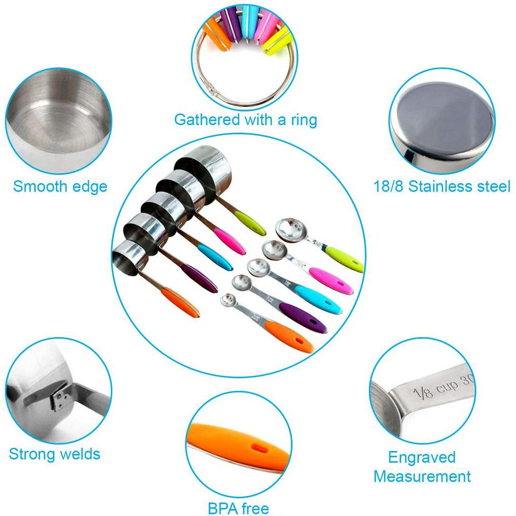 Bộ 10 Muỗng ANAEAT Đo Lường Nguyên Liệu Bằng Thép Không Gỉ