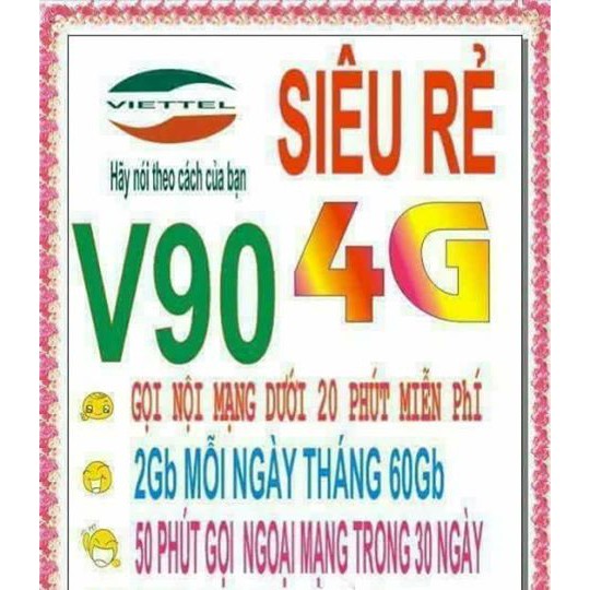 Sim 10 số viettel có luôn tháng đầu gọi nội mạng miễn phí ,50 phút gọi ngoại mạng, 60gb data (ngày tặng 2gb)