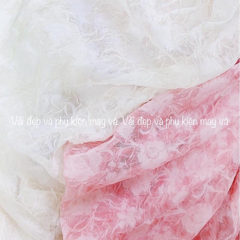VẢI ĐẸP TƠ HOA NHĂN may sơmi đầm váy mùa hè thu