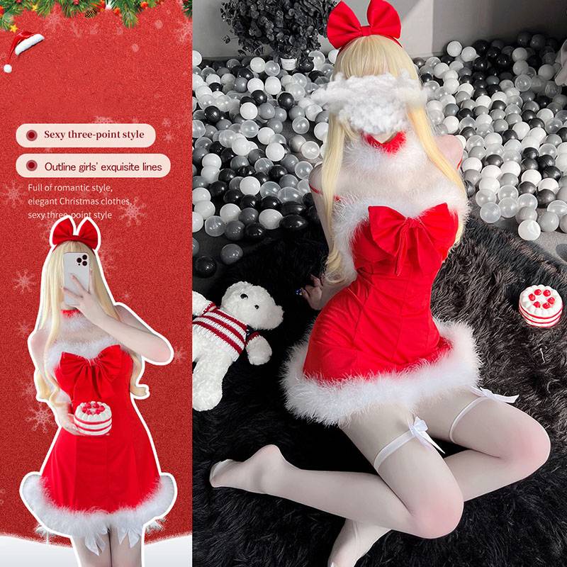 Đầm ngủ hóa trang hở lưng phong cách giáng sinh quyến rũ cho nữ