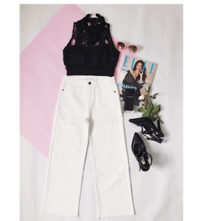 quần culottes trắng đen