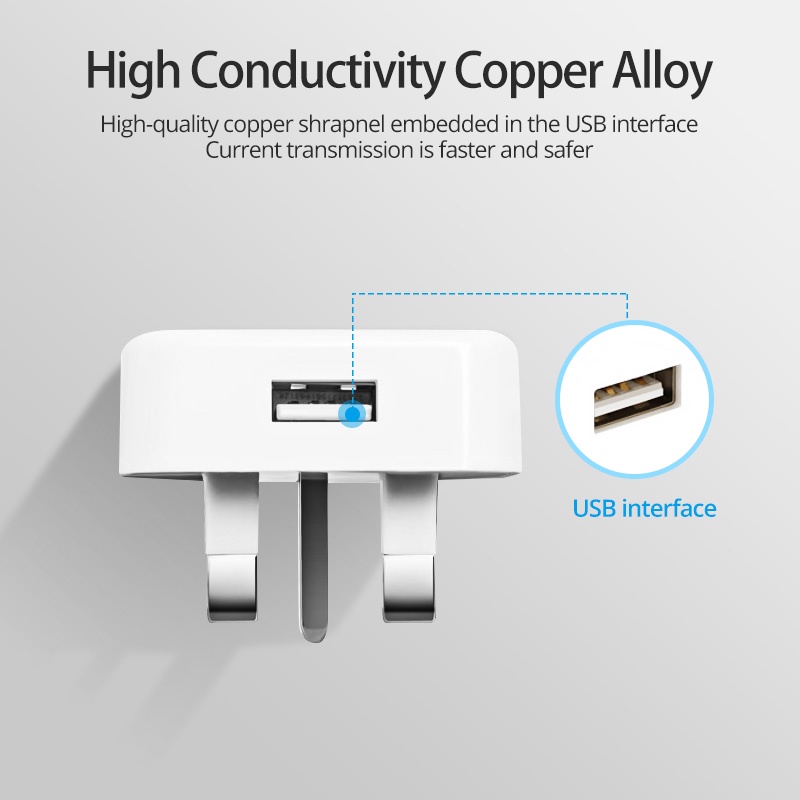 Củ sạc nhanh FONKEN thông minh 5V 1A cổng USB ba chân dành cho máy tính bảng PC