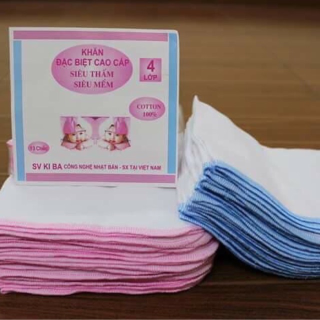 1 sét khăn sữa cao cấp kiba 4 lớp (10 cái )