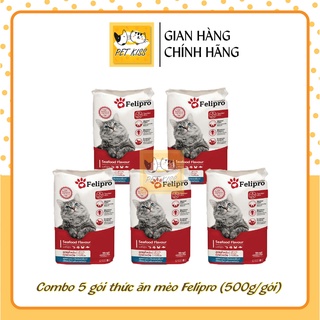 Combo 5 gói thức ăn mèo Felipro, gói 500g